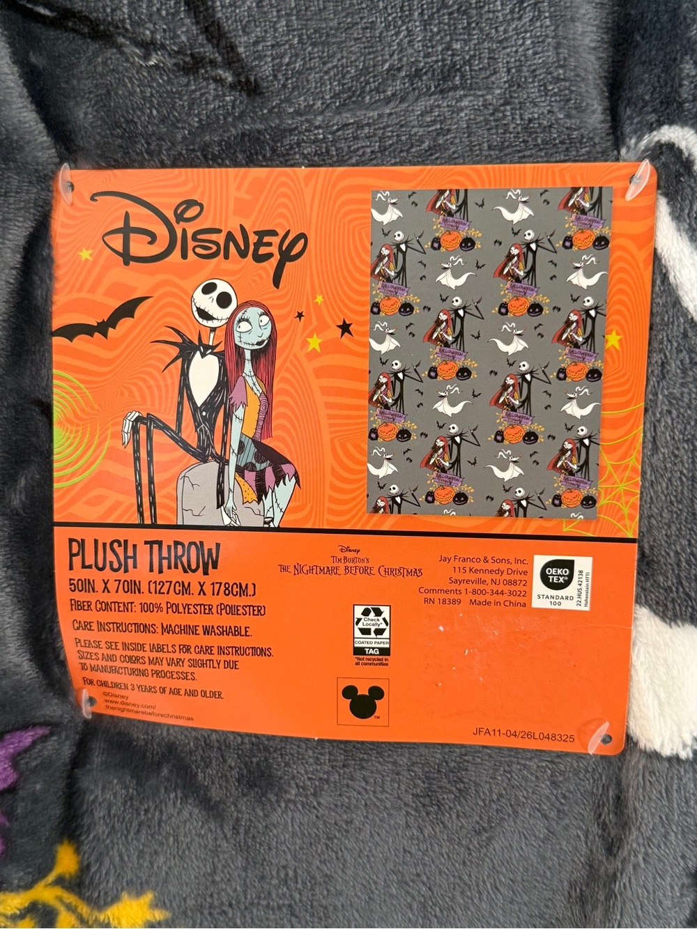 The Nightmare Before Christmas Halloween Throw Blanket 50”x 70” - Picture 3 of 4